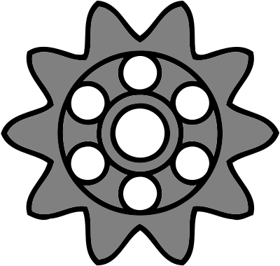 10-tooth gear with circular holes clipart