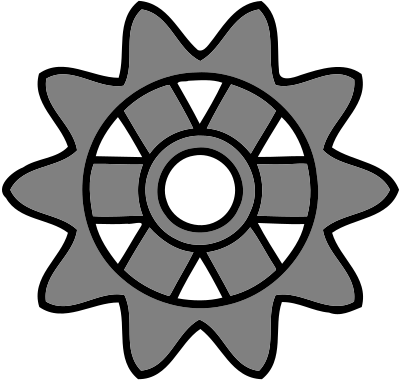 10-tooth gear with rectangular spokes clipart