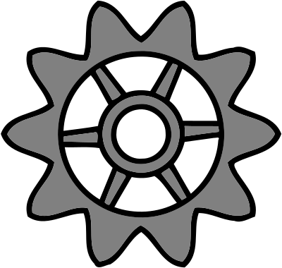 10-tooth gear with trapezium holes clipart