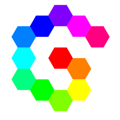 12 hexagon spiral rainbow clipart