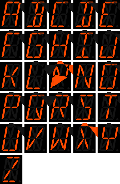 16 segment display - letters clipart
