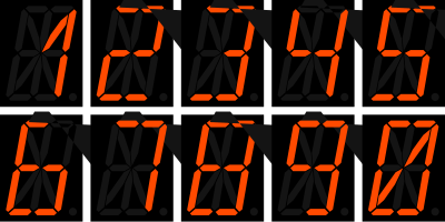 16 segment display - numbers clipart