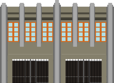 1930s Art Deco Shophouses (2 Lots) clipart