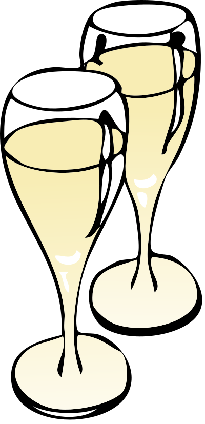 2 champagne glasses together clipart