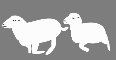 2 laufende Schafe clipart