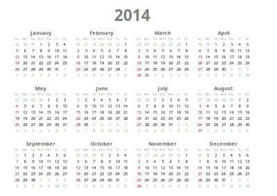 2014 calendar clipart