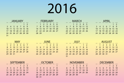 2016 Calendar Pastel clipart