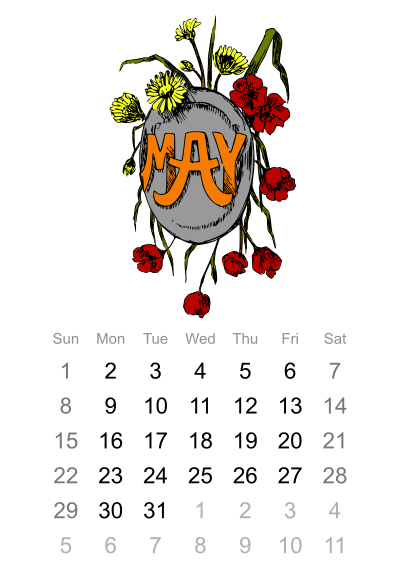 2016 May calendar clipart