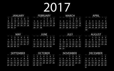 2017 Calendar Inverse With Black Background clipart