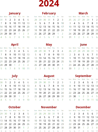 2024 calendar clipart