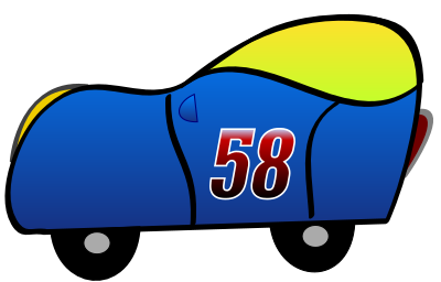 2D blue funny car clipart