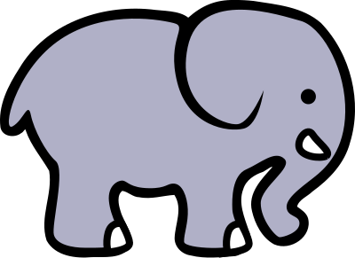 2D cartoon elephant clipart