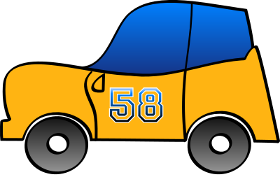 2D yellow fun car clipart