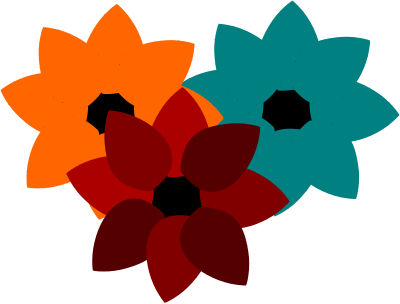 3 flowers clipart