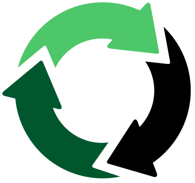 3 green arrows looping clipart