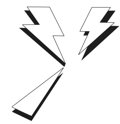 3 lightening bolt flashes in white clipart