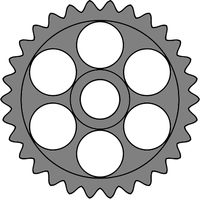 30-tooth gear with circular holes clipart