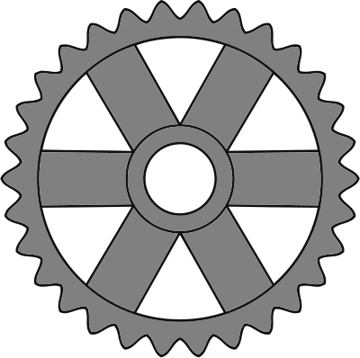 30-tooth gear with rectangular spokes clipart