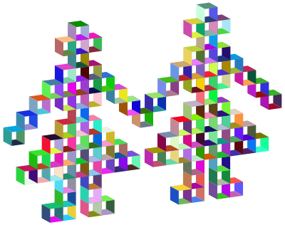 3D Open Boxes Pixel Dancers clipart