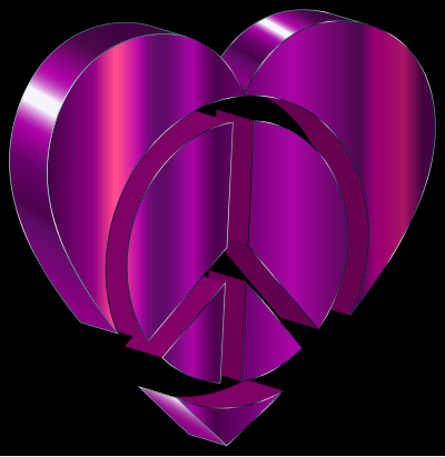 3D Peace Heart Amethyst clipart