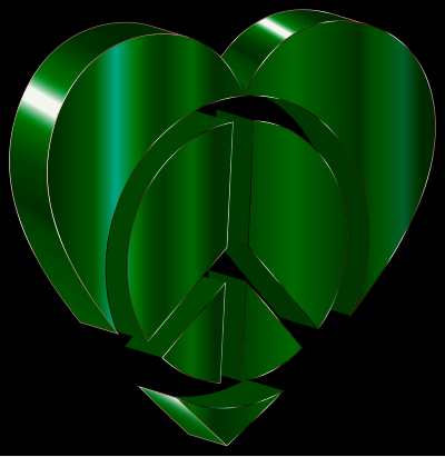 3D Peace Heart Emerald clipart