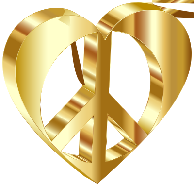 3D Peace Heart Mark II Gold Variation 2 clipart