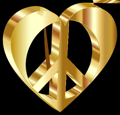 3D Peace Heart Mark II Gold Variation 2 With Background clipart