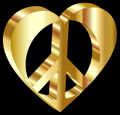 3D Peace Heart Mark II Gold With Background clipart