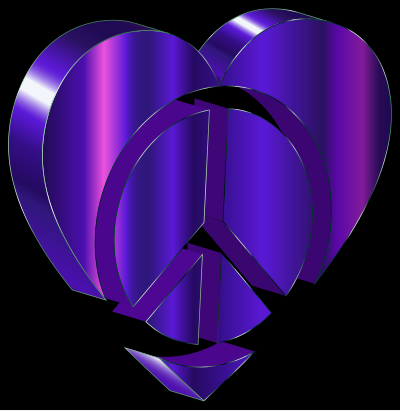 3D Peace Heart Sapphire clipart