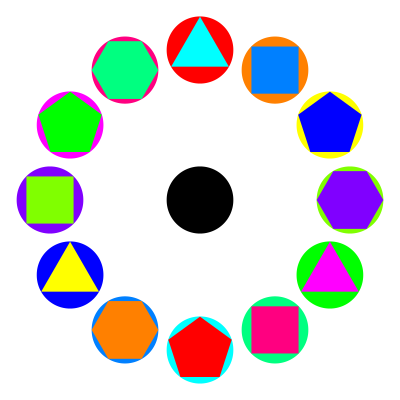 4 polygons in circles rainbow clipart