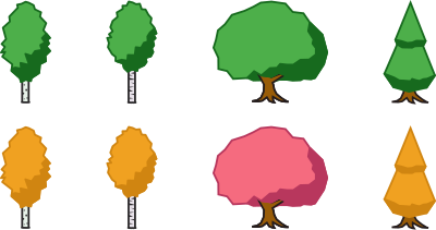 4 Trees, Summer and Fall Variants clipart