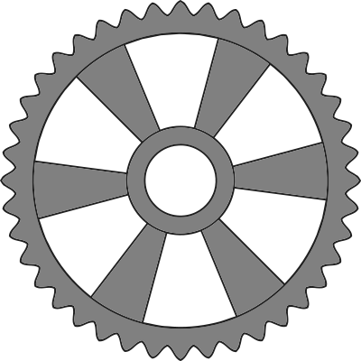 40-tooth gear with radial spokes clipart