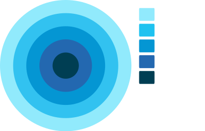 5 layer blue onion diagram with legend key clipart