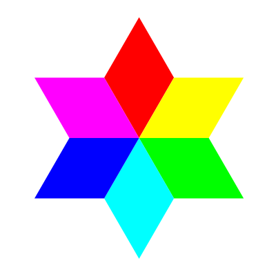 6 color diamond hexagram clipart