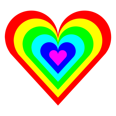 6 color heart clipart