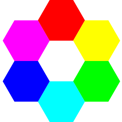6 color hexagons clipart