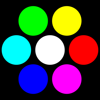 7 circles on black clipart