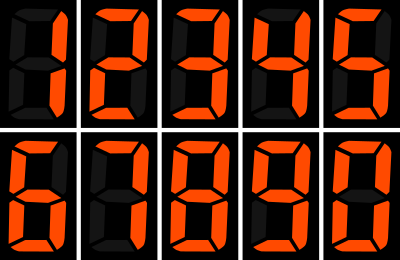 7 segment display - numbers clipart