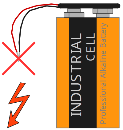 9 V battery with clip and short circuit clipart