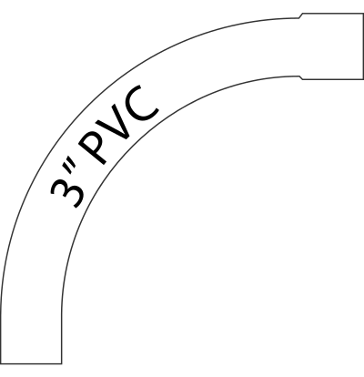 90 Degree 3" PVC Right clipart