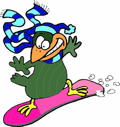 A Bird snow boarding clipart
