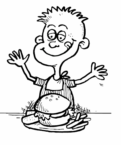 A Boy eating a hamburger clipart