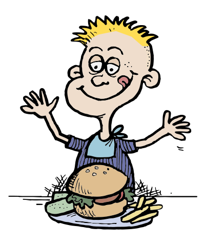 A Boy Eating a Hamburger - Colour Remix clipart