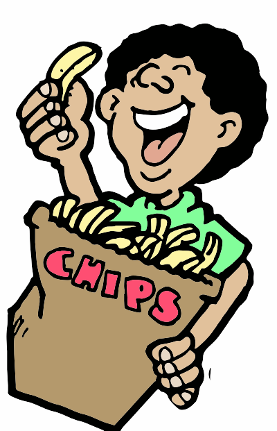 A Boy enjoying chips clipart