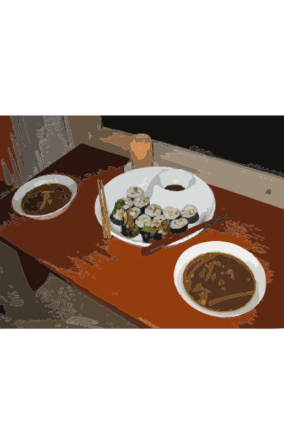 A candlelight sushi dinner clipart