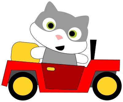 A cat driving a car clipart