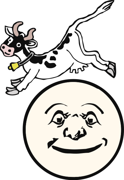 A Cow Jumping Over the Moon clipart
