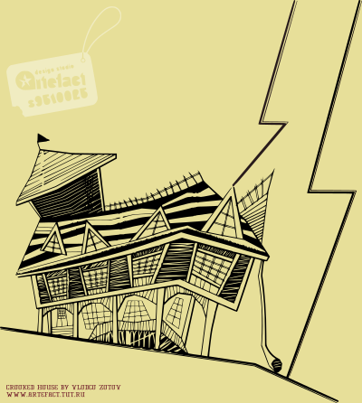 A Crooked House on Tan Paper clipart