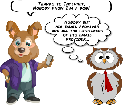 A dog and an owl about email privacy clipart