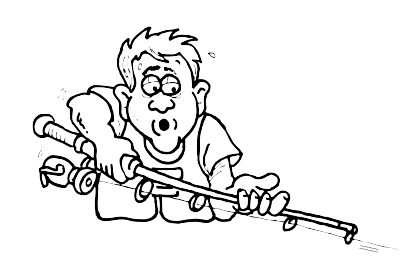 A Fisherman with a snagged line clipart